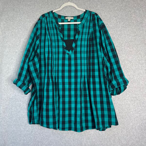 Woman Within Buffalo Gingham Check Top 4X